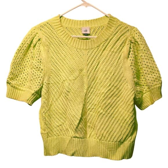 Cabi Yellow knit short sleeve sweater size Large - Picture 1 of 6